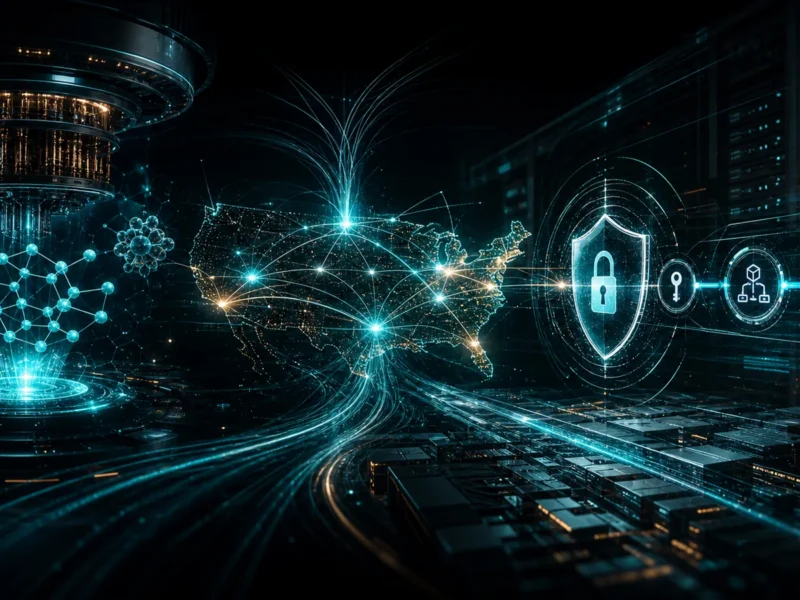 Quantum processor, national-scale network grid, and cryptographic security controls converging into one readiness signal.