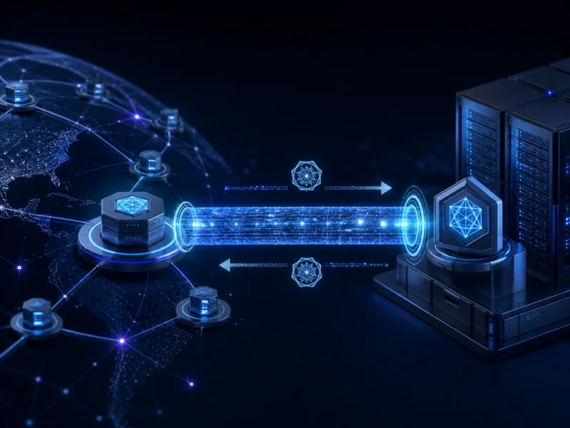 A protected tunnel carries two-way post-quantum authentication between an edge network and an origin server.